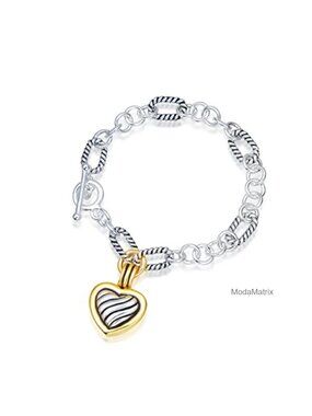 Twisted Cable Link Chain Bracelet Toggle Clasp Metal Jewelry